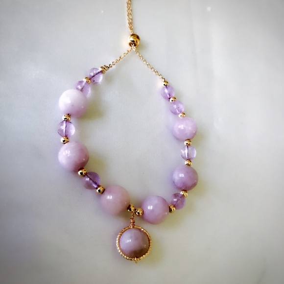 Sold‼️14K Gold Plated Kunzite Gemstone Bracelet - Picture 3 of 5